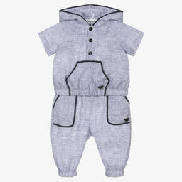 Emporio Armani-Голубой топ и брюки из льна | Childrensalon Outlet