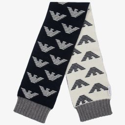 إمبوريو أرماني-سكارف أطفال ولادي صوف محبوك لون كحلي | Childrensalon Outlet