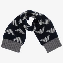 إمبوريو أرماني-سكارف أطفال ولادي صوف محبوك لون كحلي | Childrensalon Outlet