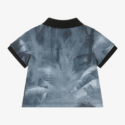 Emporio Armani-Baby Boys Blue Palm Print Polo Shirt | Childrensalon Outlet