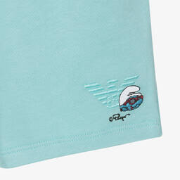 Emporio Armani-Baby Boys Blue Smurfs Cotton Shorts | Childrensalon Outlet