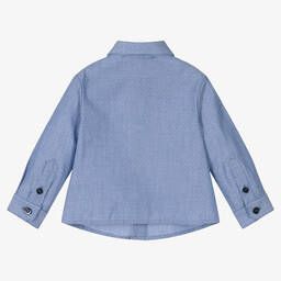 Emporio Armani-Baby Boys Blue Stripe Shirt | Childrensalon Outlet