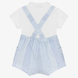 Emporio Armani-Baby Boys Blue Striped Dungaree Set | Childrensalon Outlet