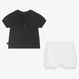 Emporio Armani-Baby Boys Blue & White Logo Cotton Shorts Set | Childrensalon Outlet