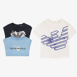 Emporio Armani-Baby Boys Cotton T-Shirts (3 Pack) | Childrensalon Outlet