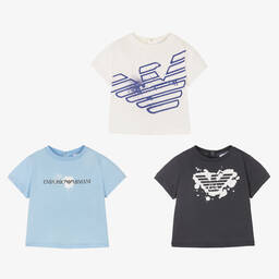Emporio Armani-Baby Boys Cotton T-Shirts (3 Pack) | Childrensalon Outlet