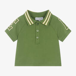 Emporio Armani-Baby Boys Green Cotton EA Polo Shirt | Childrensalon Outlet