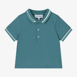 Emporio Armani-Baby Boys Green Cotton Polo Shirt | Childrensalon Outlet