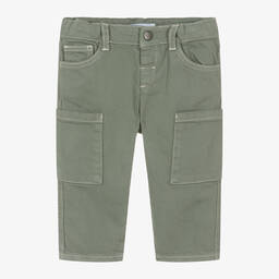 Emporio Armani-Baby Boys Green Twill Cargo Trousers | Childrensalon Outlet