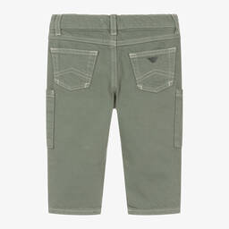 Emporio Armani-Baby Boys Green Twill Cargo Trousers | Childrensalon Outlet