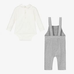 Emporio Armani-Комплект с серым полукомбинезоном для малышей | Childrensalon Outlet