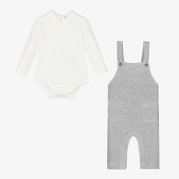 Emporio Armani-Комплект с серым полукомбинезоном для малышей | Childrensalon Outlet