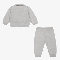 Emporio Armani-Baby Boys Grey Wool Knit Trousers Set | Childrensalon Outlet