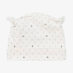 إمبوريو أرماني-قبعة بطبعة مونوغرام قطن لون عاجي للمواليد | Childrensalon Outlet