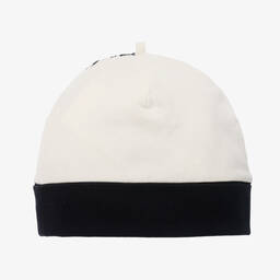 Emporio Armani-Baby Boys Ivory & Navy Blue Cotton Eagle Hat | Childrensalon Outlet
