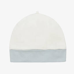Emporio Armani-Baby Boys Ivory & Pale Blue Cotton Eagle Hat | Childrensalon Outlet