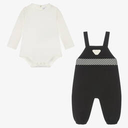 Emporio Armani-Baby Boys Navy Blue Cotton Dungaree Set | Childrensalon Outlet