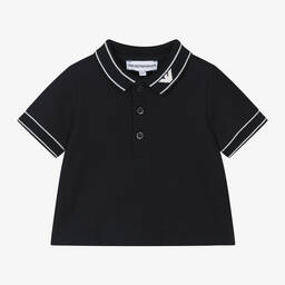 Emporio Armani-Baby Boys Navy Blue Cotton Polo Shirt | Childrensalon Outlet