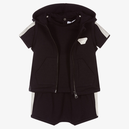 إEmporio Armani-طقم شورت قطن لون كحلي للمواليد | Childrensalon Outlet