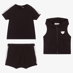 إEmporio Armani-طقم شورت قطن لون كحلي للمواليد | Childrensalon Outlet