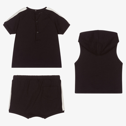 إEmporio Armani-طقم شورت قطن لون كحلي للمواليد | Childrensalon Outlet