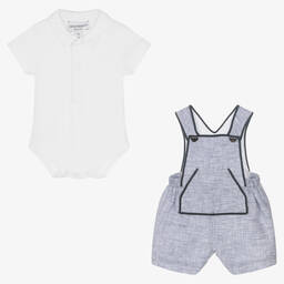 Emporio Armani-Белое боди и голубой полукомбинезон | Childrensalon Outlet