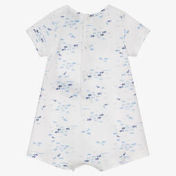 Emporio Armani-Бело-голубой песочник с рыбками | Childrensalon Outlet