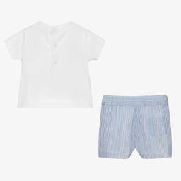 Emporio Armani-Baby Boys White & Blue Logo Shorts Set | Childrensalon Outlet