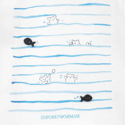 Emporio Armani-Baby Boys White & Blue Logo Shorts Set | Childrensalon Outlet