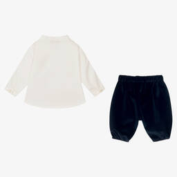 Emporio Armani-Baby Boys White & Blue Trouser Set | Childrensalon Outlet