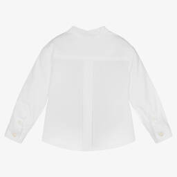 إمبوريو أرماني-قميص أطفال ولادي قطن بوبلين لون أبيض | Childrensalon Outlet
