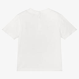 Emporio Armani-Baby Boys White Embroidered Logo T-Shirt | Childrensalon Outlet