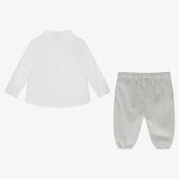 Emporio Armani-Baby Boys White & Grey Trouser Set | Childrensalon Outlet