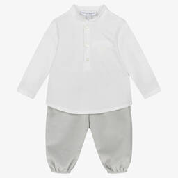 Emporio Armani Baby Boys White Grey Trouser Set