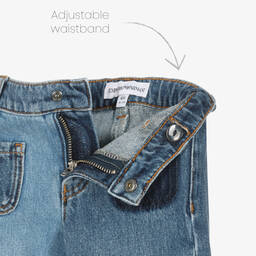 Emporio Armani-Baby Girls Blue Denim Jeans | Childrensalon Outlet