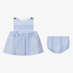 Emporio Armani-Голубое хлопковое платье в полоску | Childrensalon Outlet