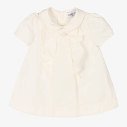 إمبوريو أرماني-فستان مزيج قطن لون عاجي للمولودات | Childrensalon Outlet