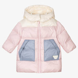 Emporio Armani-Розовый пуховик с цветовыми блоками | Childrensalon Outlet