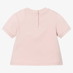 Emporio Armani-Baby Girls Pink Cotton T-Shirt | Childrensalon Outlet