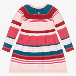 Emporio Armani-Baby Girls Pink Striped Knitted Dress | Childrensalon Outlet