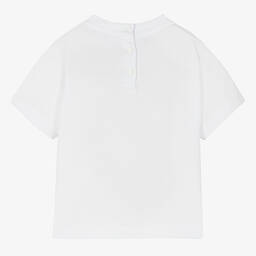 Emporio Armani-Белая футболка с логотипом из стразов | Childrensalon Outlet