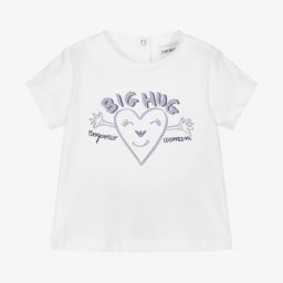 إEmporio Armani-تيشيرت أطفال بناتي قطن جيرسي لون أبيض | Childrensalon Outlet