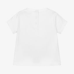 إEmporio Armani-تيشيرت أطفال بناتي قطن جيرسي لون أبيض | Childrensalon Outlet