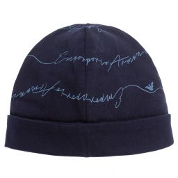 Emporio Armani-Темно-синяя шапка с логотипом для малышей | Childrensalon Outlet