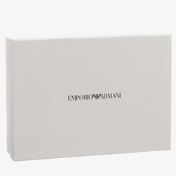 إمبوريو أرماني-طقم هدية منشفة وقفازات قطن لون عاجي وأزرق للمواليد | Childrensalon Outlet