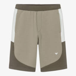 Emporio Armani-Beige Boys Colorblock Soft Shorts | Childrensalon Outlet