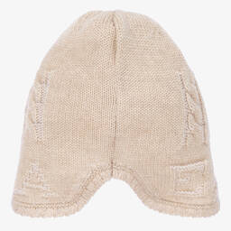 Emporio Armani-Beige Knitted Wool Baby Hat | Childrensalon Outlet