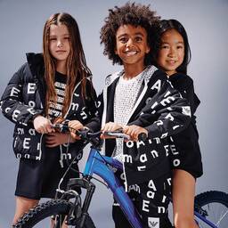 Emporio Armani-Black Cotton Logo Joggers | Childrensalon Outlet