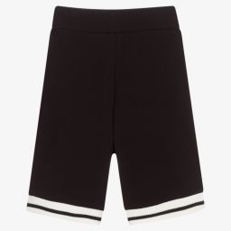 إEmporio Armani-شورت قطن بيكيه لون أسود للأولاد | Childrensalon Outlet