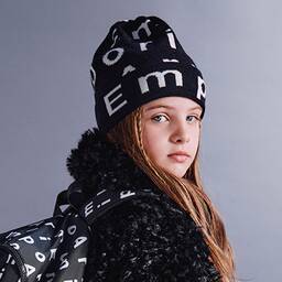 Emporio Armani-Black Wool Knit Logo Hat | Childrensalon Outlet